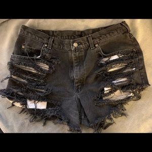 Vintage distressed denim shorts